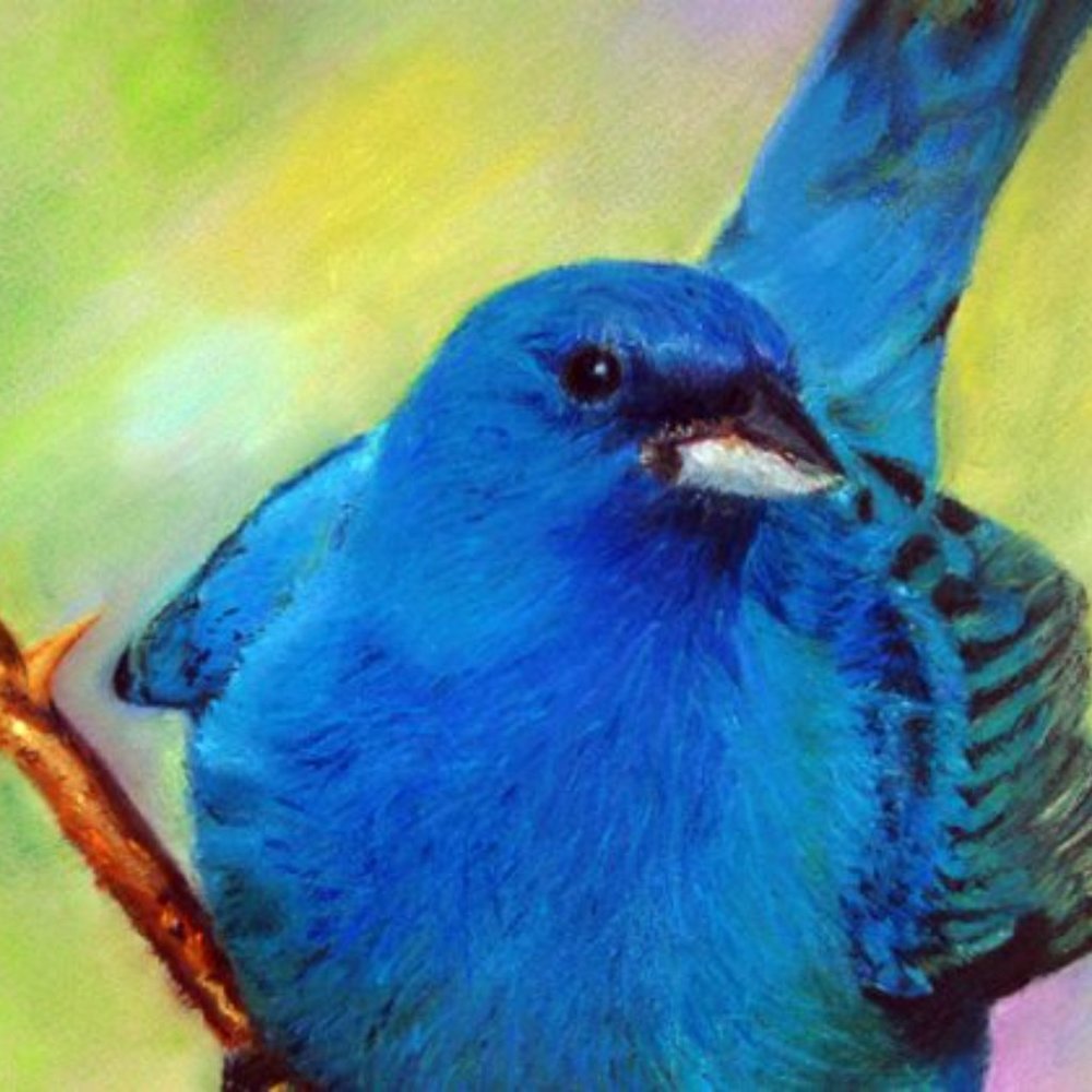 Indigo Male Bunting Pastel Art